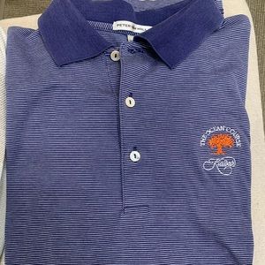 Peter Millar “The Ocean Course Kiawah” Mens Polo Pullover Navy & White Size L